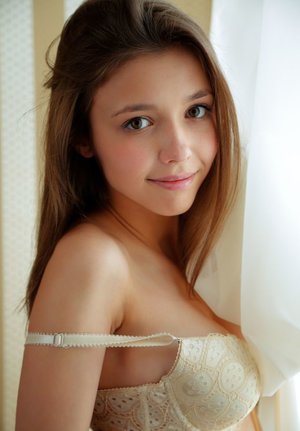 18 year old Euro hottie Ena Sweet posing non nude in denim shorts